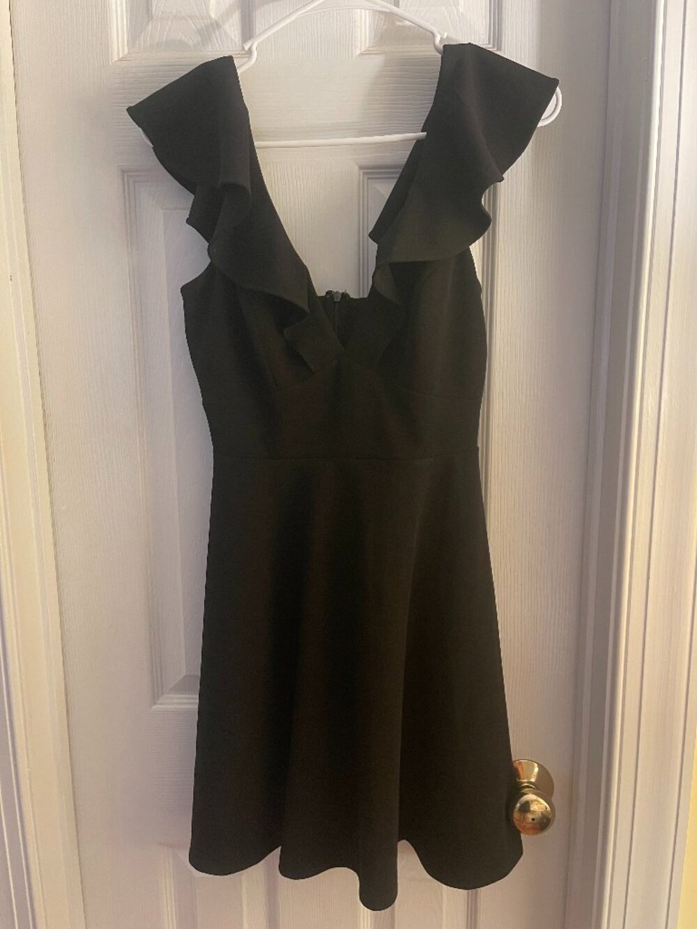 Black Mini dress with with ruffle neckline
